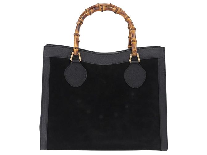 GUCCI Bamboo Hand Bag Suede Black Gold Tone 002 1186 0260 - vista 2