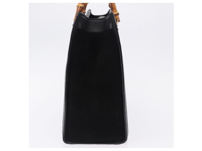 GUCCI Bamboo Hand Bag Suede Black Gold Tone 002 1186 0260 - vista 4