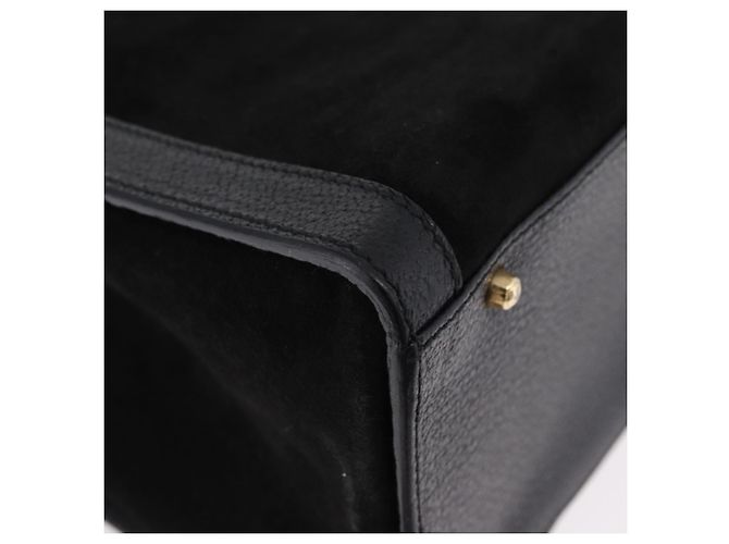 GUCCI Bamboo Hand Bag Suede Black Gold Tone 002 1186 0260 - vista 9