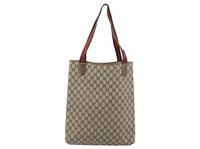 GUCCI GG Supreme Web Sherry Line Tote Bag PVC Beige 47 02 2140 - vista 2