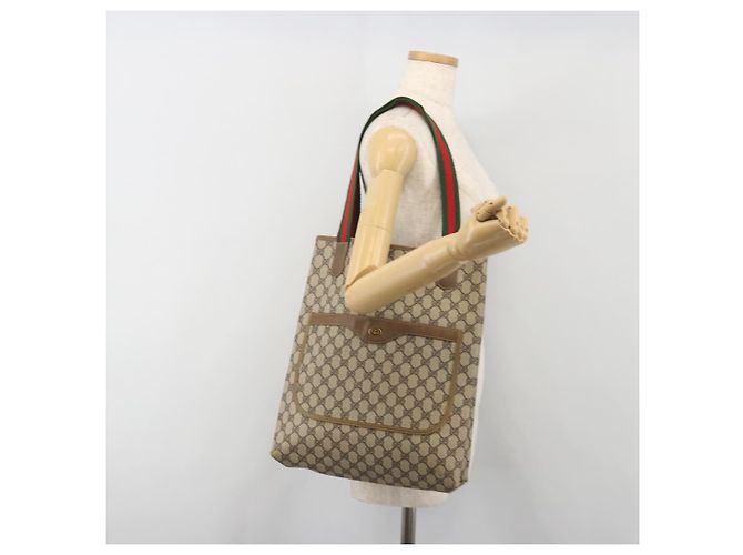 GUCCI GG Supreme Web Sherry Line Tote Bag PVC Beige 47 02 2140 - vista 22