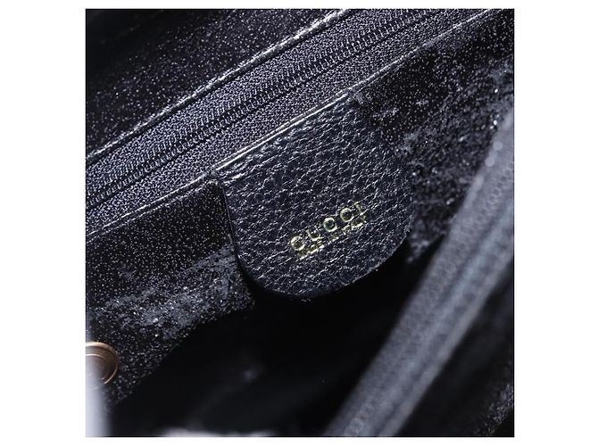 GUCCI Bamboo Hand Bag Leather Black Gold Tone 02 123 0260 - vista 10