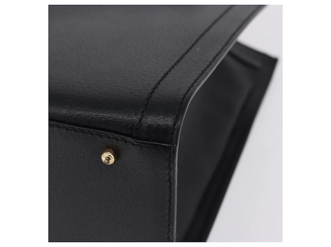 GUCCI Bamboo Hand Bag Leather Black Gold Tone 02 123 0260 - vista 14