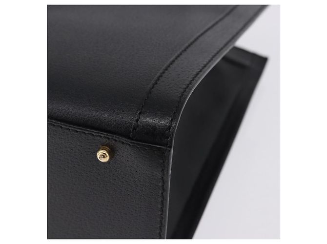 GUCCI Bamboo Hand Bag Leather Black Gold Tone 02 123 0260 - vista 16
