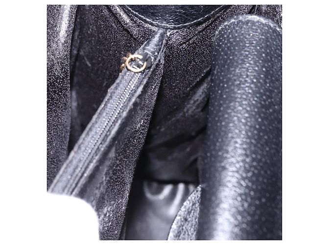 GUCCI Bamboo Hand Bag Leather Black Gold Tone 02 123 0260 - vista 20