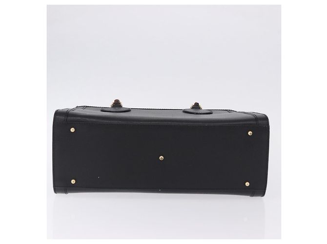GUCCI Bamboo Hand Bag Leather Black Gold Tone 02 123 0260 - vista 5