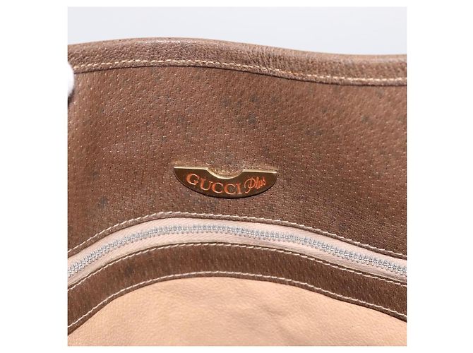 GUCCI Plus Hand Bag PVC Leather Beige Gold Tone - vista 10