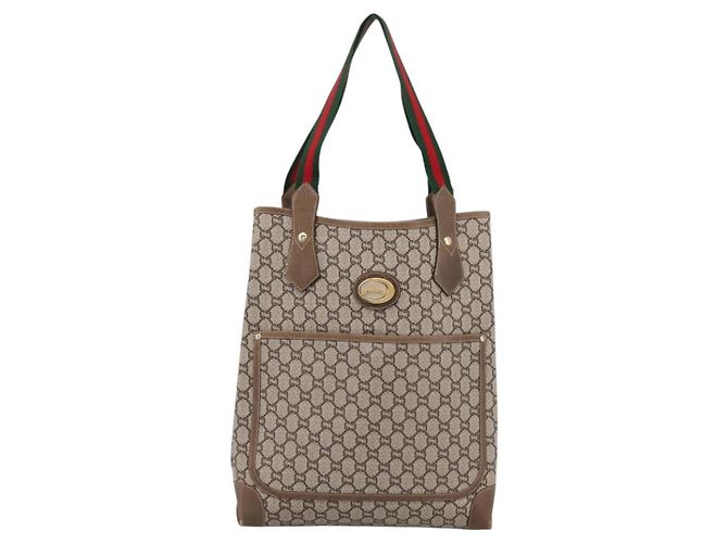 GUCCI Plus Hand Bag PVC Leather Beige Gold Tone - vista 13