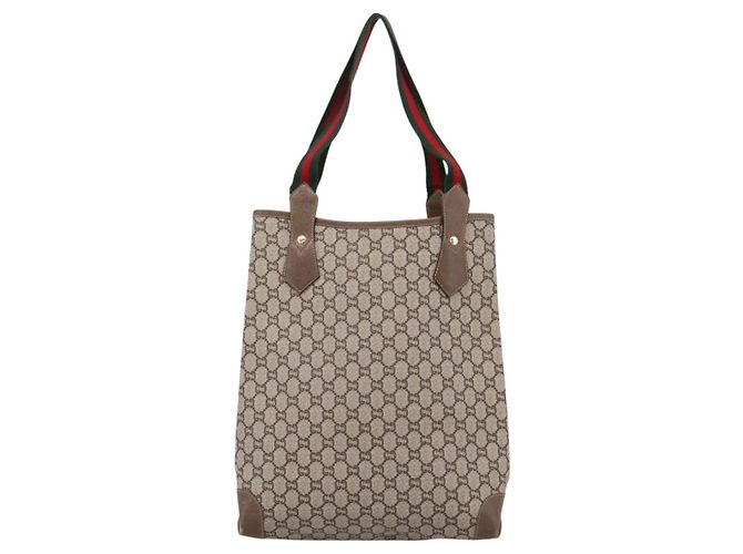 GUCCI Plus Hand Bag PVC Leather Beige Gold Tone - vista 2