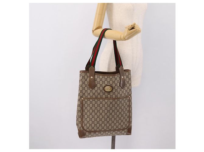 GUCCI Plus Hand Bag PVC Leather Beige Gold Tone - vista 22
