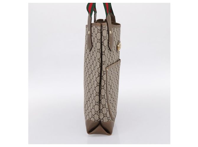 GUCCI Plus Hand Bag PVC Leather Beige Gold Tone - vista 3