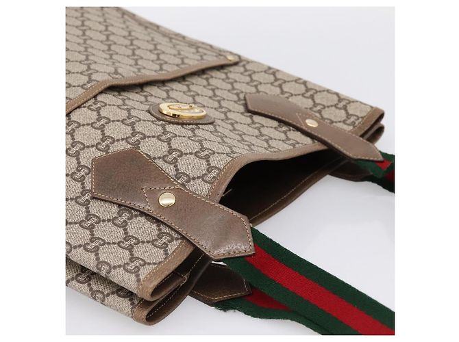 GUCCI Plus Hand Bag PVC Leather Beige Gold Tone - vista 6