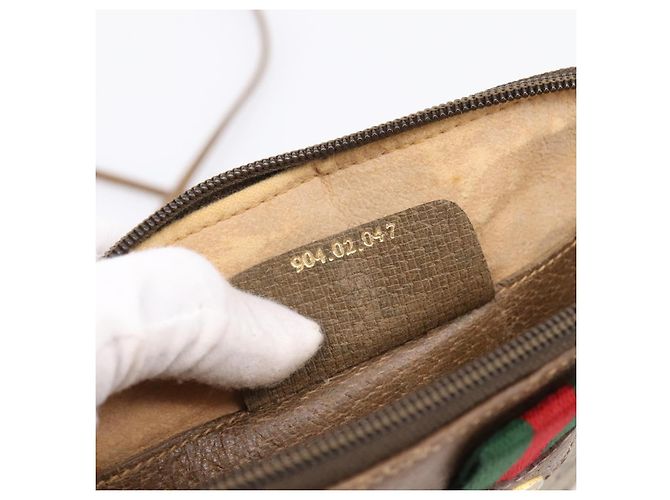 GUCCI GG Supreme Web Sherry Line Bag PVC Beige Gold 904 02 047 - vista 12