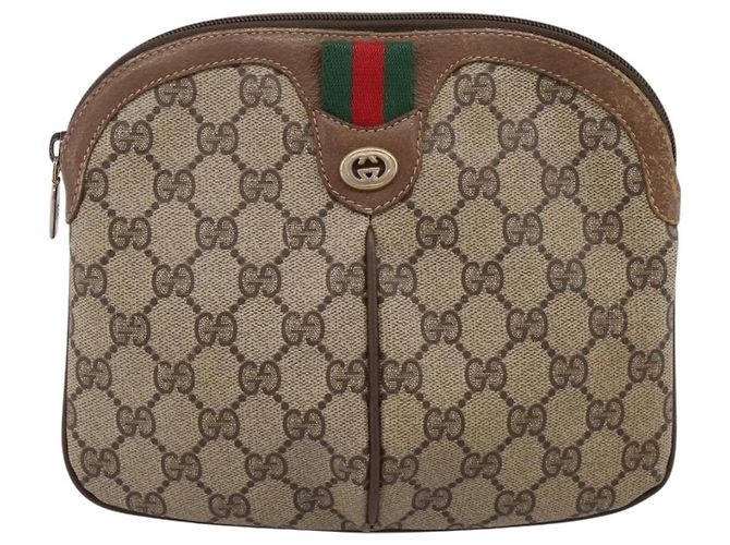 GUCCI GG Supreme Web Sherry Line Bag PVC Beige Gold 904 02 047 - vista 13