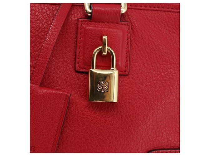 LOEWE Amazona 28 Handtasche Leder Rot Gold - Ansicht 20