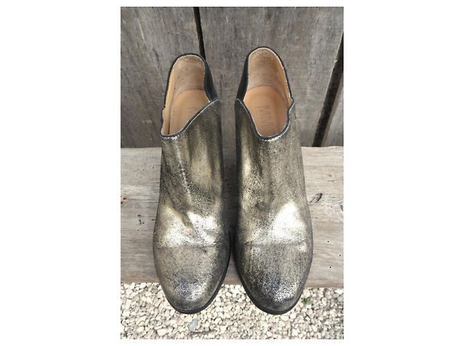 Maison Martin Margiela MM6 Maison Margiela Stivaletti in Pelle Metallizzata Oro e Nera Nero D'oro - vista 4