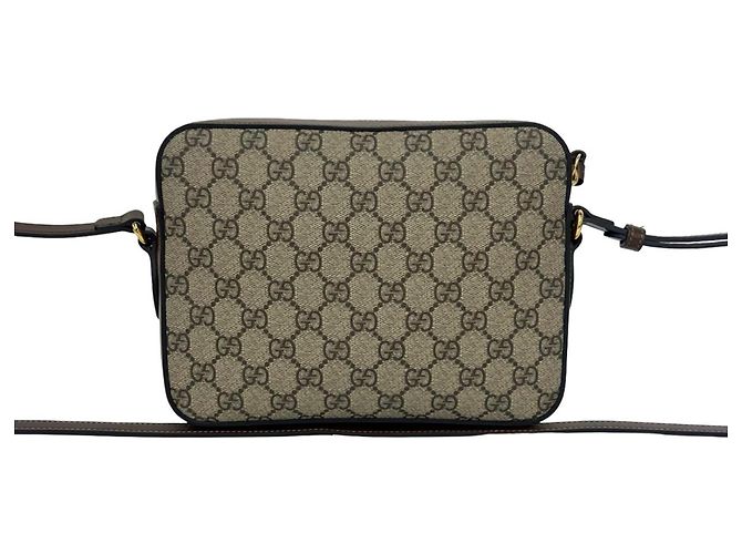 GUCCI Horsebit 1955 GG Supreme Schultertasche aus Leder Braun - Ansicht 3