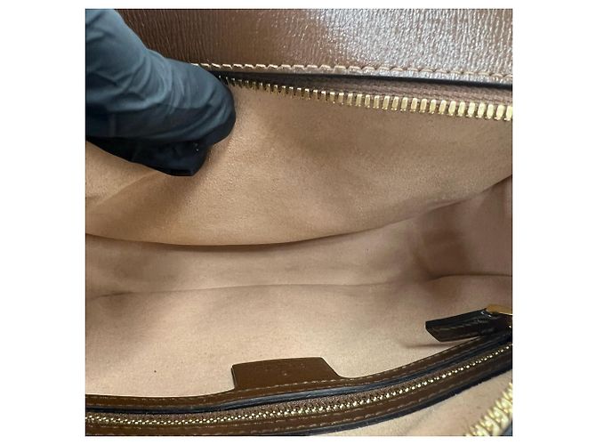 GUCCI Horsebit 1955 GG Supreme Schultertasche aus Leder Braun - Ansicht 9
