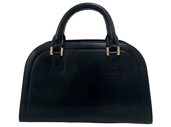 Céline Celine Triomphe Logo Embossed Leather Handbag Black - view 3