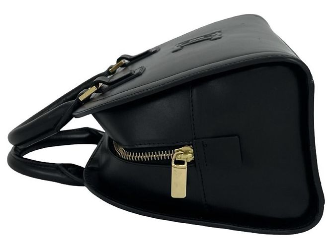 Céline Celine Triomphe Logo Embossed Leather Handbag Black - view 5