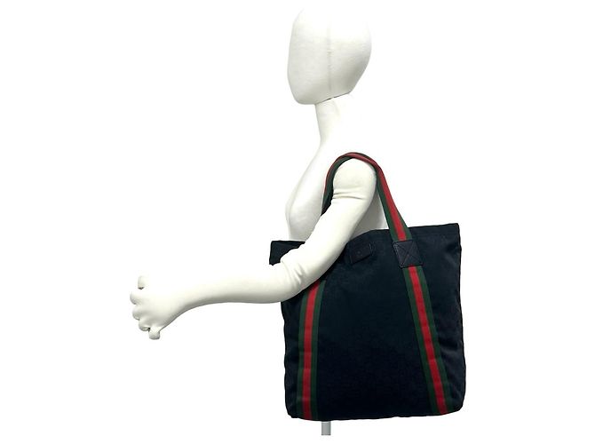 GUCCI Sherry Line GG Canvas Leder Tote Bag Schwarz - Ansicht 2