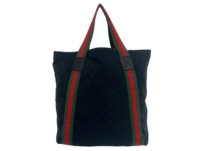 GUCCI Sherry Line GG Canvas Leder Tote Bag Schwarz - Ansicht 3