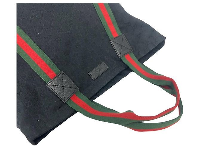 GUCCI Sherry Line GG Canvas Leder Tote Bag Schwarz - Ansicht 4