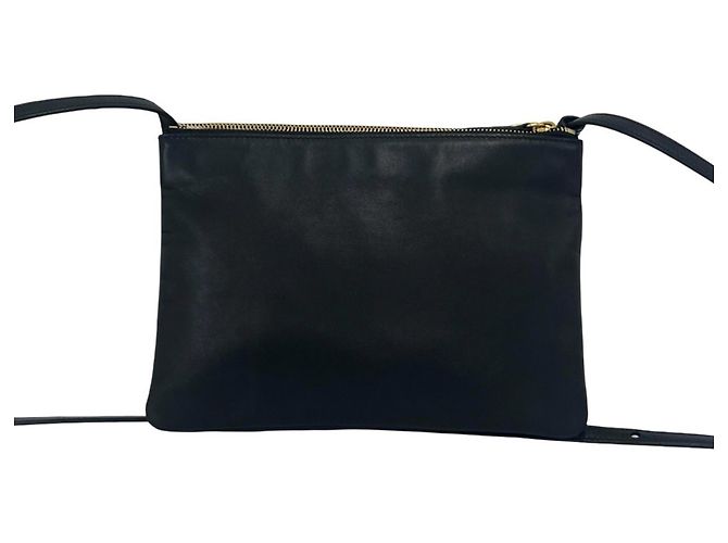 Céline Borsa a tracolla in pelle Celine Trio con logo inciso Nero - vista 3