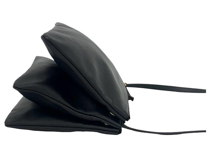 Céline Borsa a tracolla in pelle Celine Trio con logo inciso Nero - vista 6