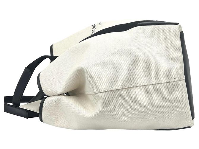 Borsa Tote Balenciaga Cabas in tela e pelle blu navy Nero Bianco - vista 5
