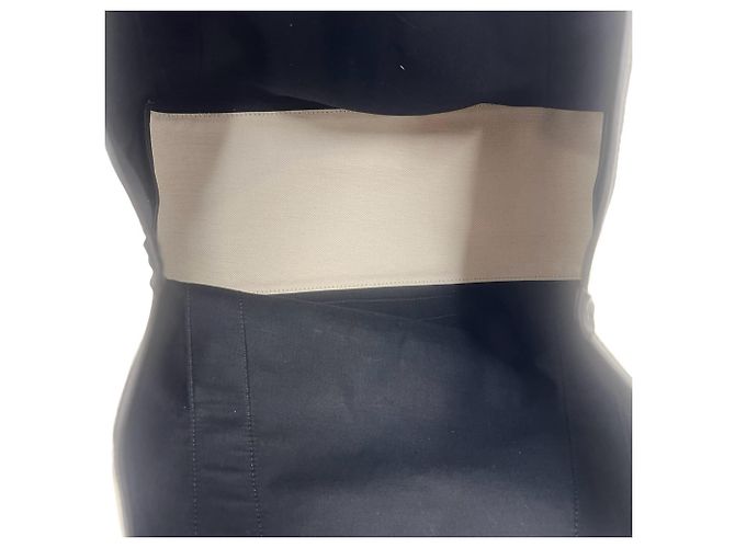 Borsa Tote Balenciaga Cabas in tela e pelle blu navy Nero Bianco - vista 9