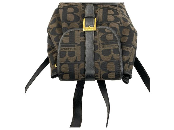 Burberry Vintage Logo Canvas Leder-Rucksack Braun Schwarz - Ansicht 4