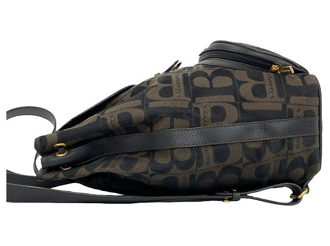 Burberry Vintage Logo Canvas Leder-Rucksack Braun Schwarz - Ansicht 5