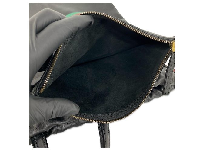 Gucci Logo Leather Drawstring Backpack Black - view 10
