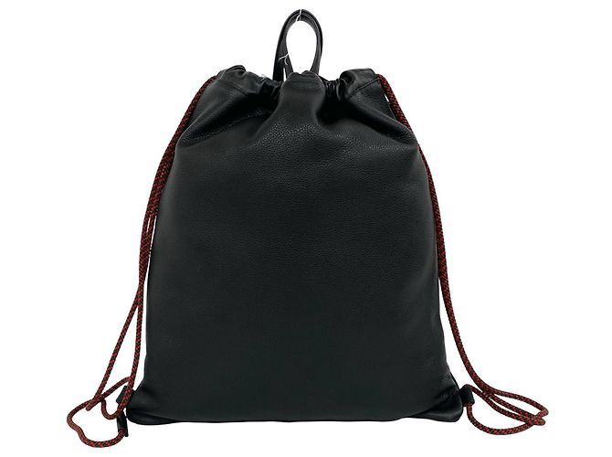Gucci Logo Leather Drawstring Backpack Black - view 3