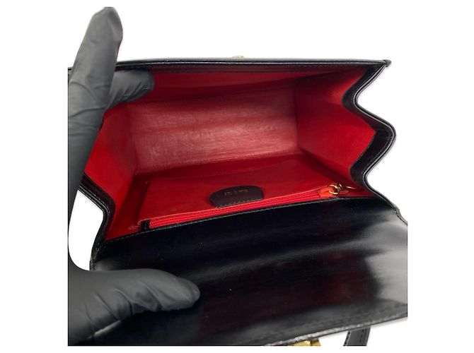 Borsa a tracolla 2-Way in pelle con logo e chiusura Old Lady Lock Gucci Nero - vista 9