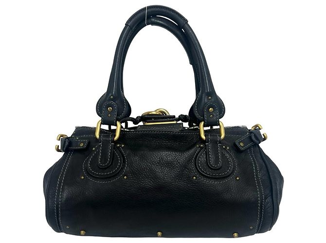 Chloé Paddington Logo Hardware Leder Handtasche Tote Bag Mini Boston Schwarz - Ansicht 3