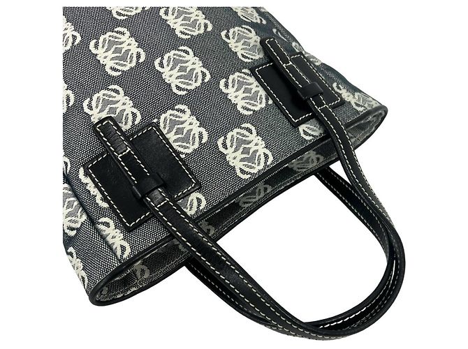Mini mala tote Loewe Repeat Anagram em tela e couro Marrom Preto - vista 4