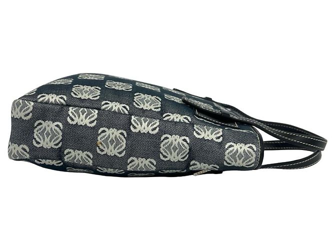 Mini mala tote Loewe Repeat Anagram em tela e couro Marrom Preto - vista 6