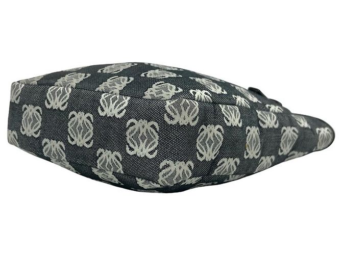 Mini mala tote Loewe Repeat Anagram em tela e couro Marrom Preto - vista 8
