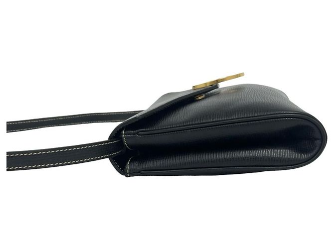 Céline Celine Vintage Circle Logo Hardware Leather Shoulder Bag Black - view 5