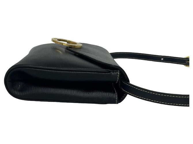Céline Celine Vintage Circle Logo Hardware Leather Shoulder Bag Black - view 6