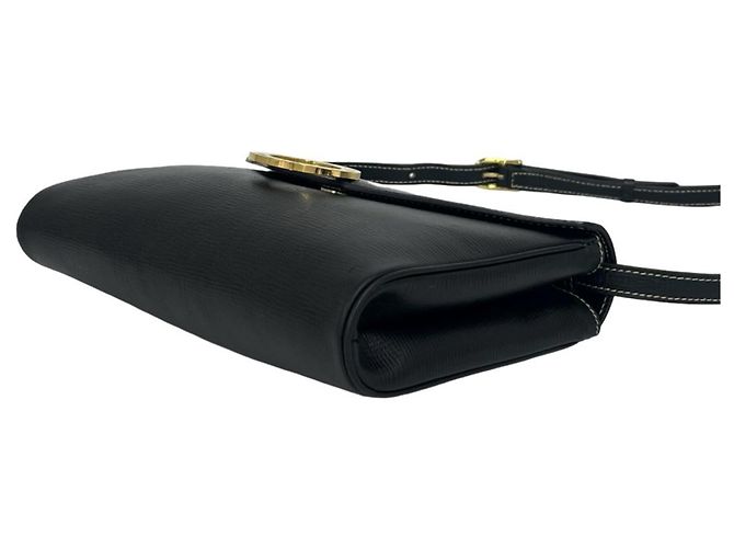 Céline Celine Vintage Circle Logo Hardware Leather Shoulder Bag Black - view 8