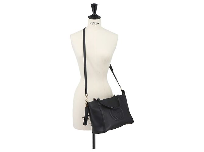 Borsa a Tracolla Tote Gucci Soho in Pelle Nera Nero - vista 10