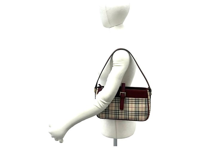 Borsa a tracolla Burberry Nova Check in tela e pelle Beige Bordò - vista 2