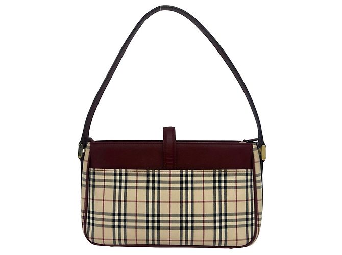Borsa a tracolla Burberry Nova Check in tela e pelle Beige Bordò - vista 3