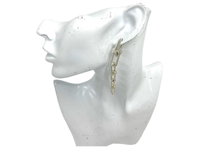 Autre Marque Tiffany HardWear Ohrringe mit abgestuften Gliedern Silber - Ansicht 2