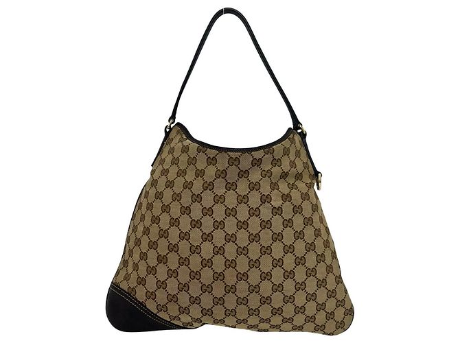Borsa Tote a Spalla GUCCI in Tela e Pelle Marrone - vista 3