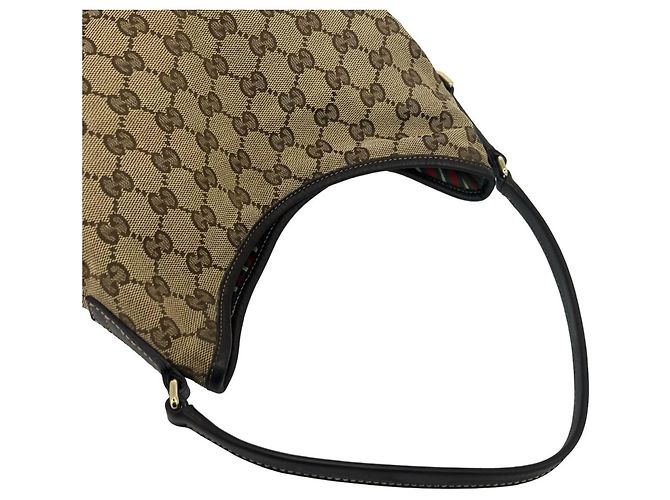 Borsa Tote a Spalla GUCCI in Tela e Pelle Marrone - vista 4