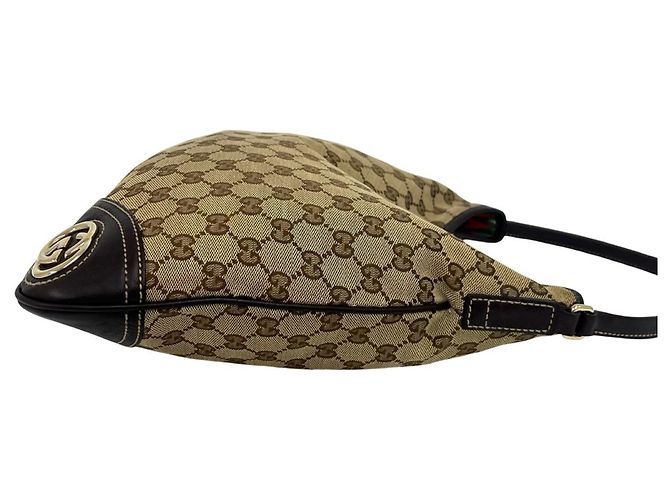 Borsa Tote a Spalla GUCCI in Tela e Pelle Marrone - vista 6